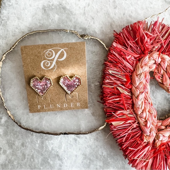 NEW Pink Glitter Heart Earrings - Picture 4 of 6